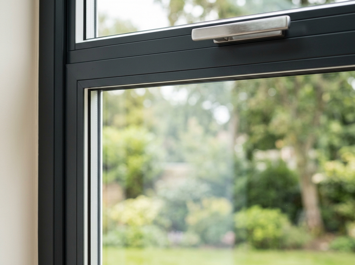 Aluminium window frame corner joint detail